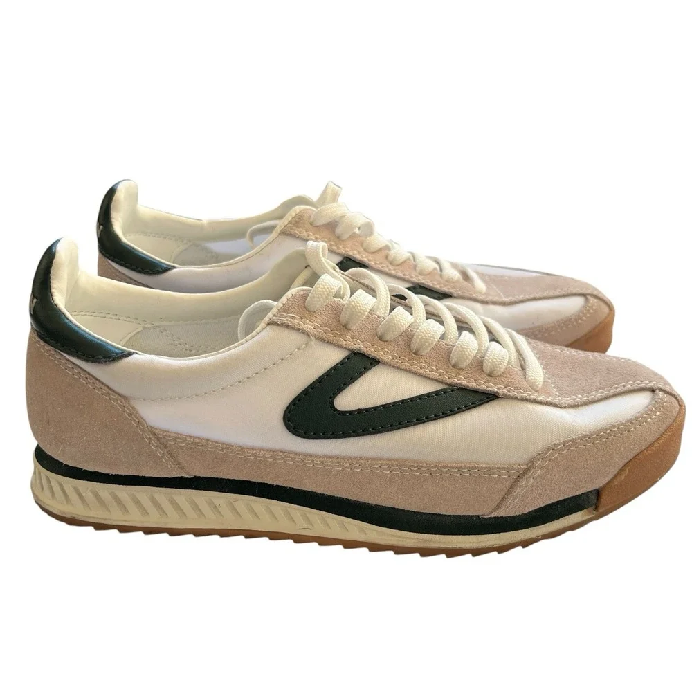 Tretorn Rawlins 2.0 Women Sneaker White Green Beige Suede Retro Casual Shoes 7.5